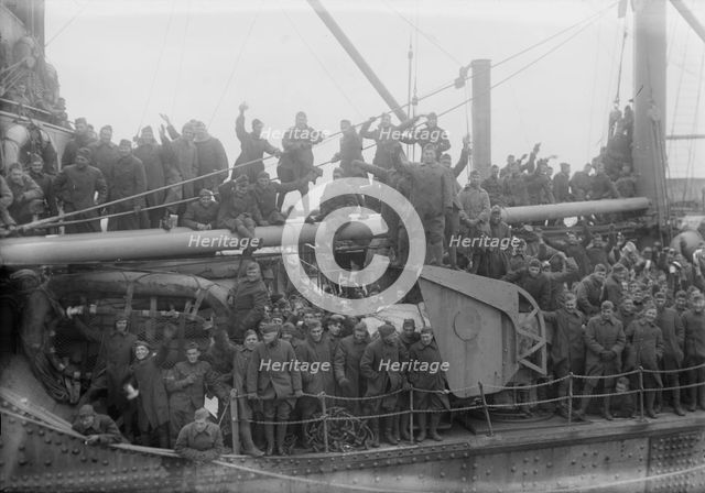 Group portrait of sailors on a military ship, between c1915 and c1920. Creator: Bain News Service.
