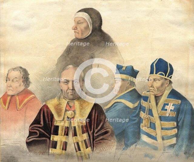 Group portrait of [Samoyed and Ostyak nobility], 1860s. Creator: Mikhail Znamensky.