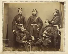 Group portrait of Scots Guards, about 1855-1865. Creator: Unknown