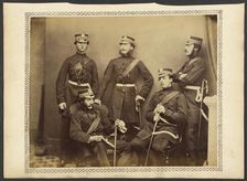Group portrait of Scots Guards, about 1855-1865. Creator: Unknown