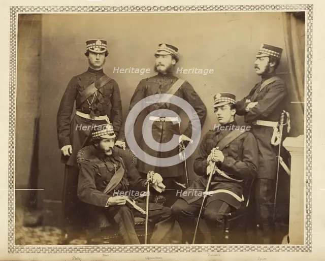 Group portrait of Scots Guards, about 1855-1865. Creator: Unknown.