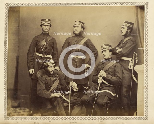 Group portrait of Scots Guards, about 1855-1865. Creator: Unknown.