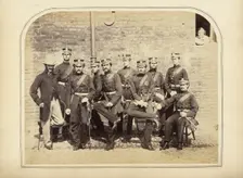 Group portrait of Scots Guards, about 1855-1865. Creator: Unknown