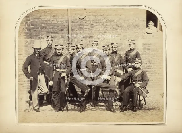 Group portrait of Scots Guards, about 1855-1865. Creator: Unknown.