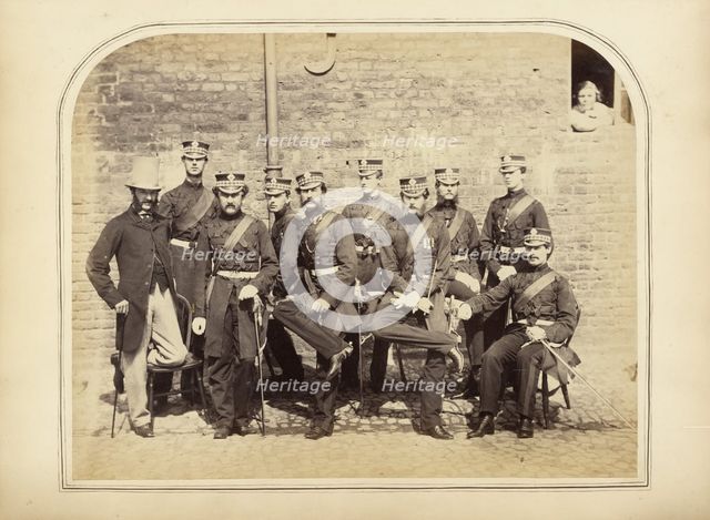Group portrait of Scots Guards, about 1855-1865. Creator: Unknown.