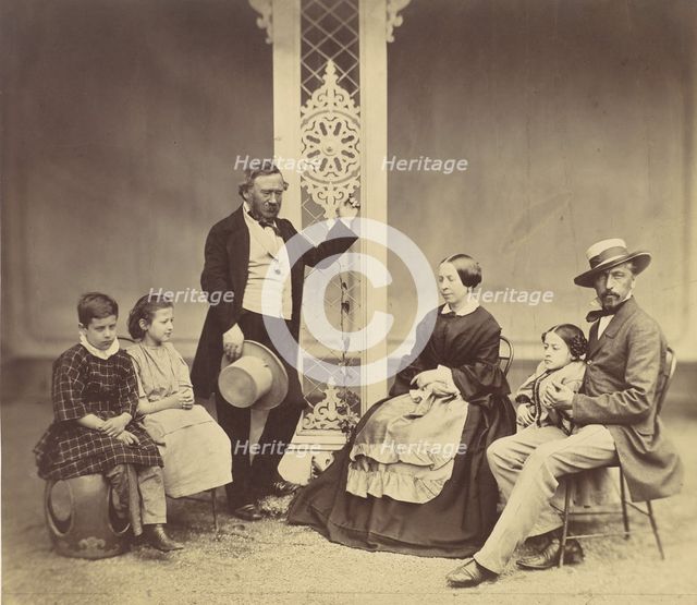 [Group Portrait of Six People], 1850s-60s. Creator: Franz Antoine.