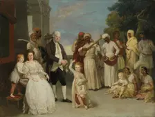 Group Portrait of Sir Elijah and Lady Impey, 1783. Creator: Johan Zoffany