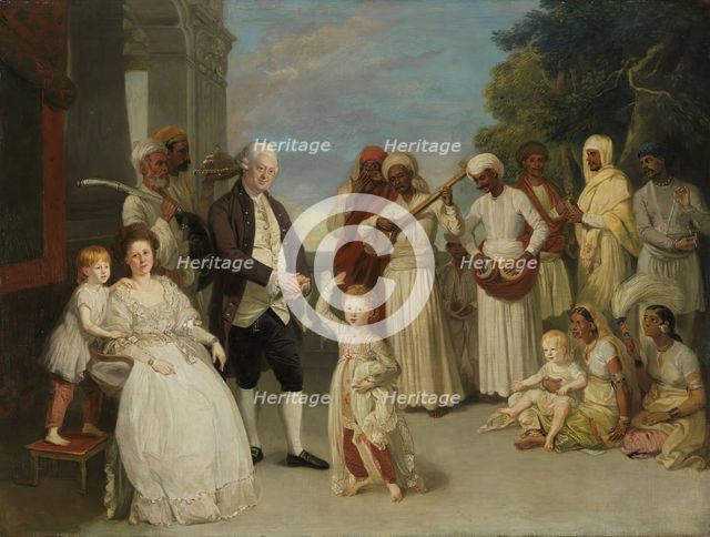 Group Portrait of Sir Elijah and Lady Impey, 1783. Creator: Johan Zoffany.