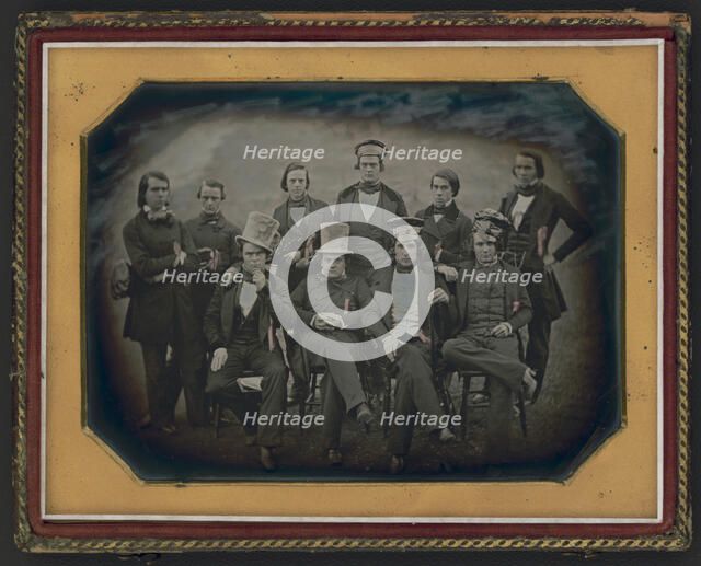 Group portrait of students, probably members of The Ranters, at Bethany College..., 1850-1851. Creator: Unknown.