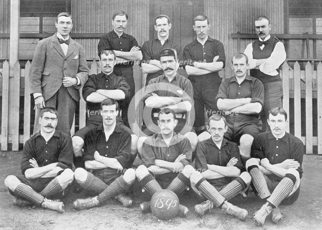 Group portrait of Woolwich Arsenal football team, 1896.  Creator: Symmons & Thiele.