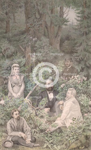 Group portrait of Tobolians with the author on Isker. The fifth page of the album...", 1880. Creator: Mikhail Znamensky.