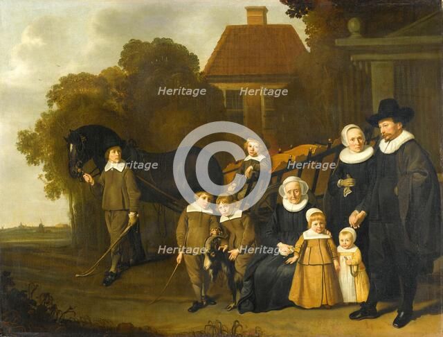 Group Portrait of the Meebeeck Cruywagen Family at the Gate of their Country Home..., 1640-1645. Creator: Jacob van Loo.