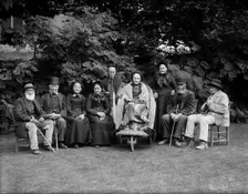 Group portrait of the nine oldest inhabitants of the village, West Ilsley, West Berkshire, 1860-1922 Creator: Henry Taunt