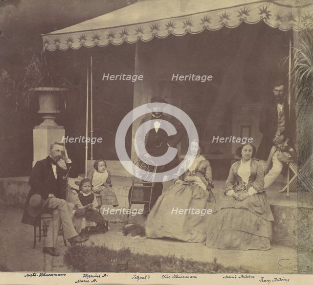 [Group Portrait of the Antoine and Höusermann Families], 1850s-60s. Creator: Franz Antoine.