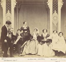 [Group portrait of the Antoine and Höusermann Families], 1850s-60s. Creator: Franz Antoine