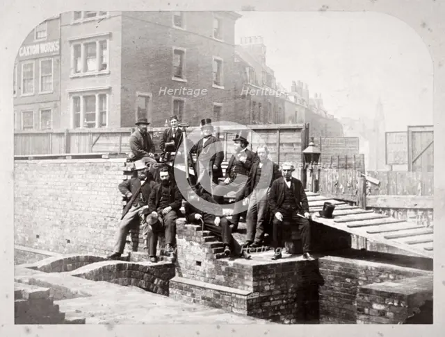 Group portrait of the Holborn Valley Improvements Committee at Holborn Viaduct, London, 1869. Artist: Henry Dixon
