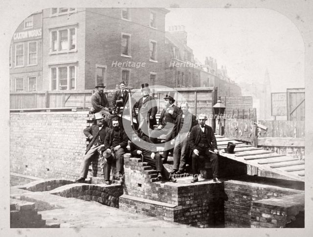 Group portrait of the Holborn Valley Improvements Committee at Holborn Viaduct, London, 1869. Artist: Henry Dixon