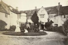 Group portrait outside Westwood Manor, near Bradford-on-Avon, Wiltshire, c1860