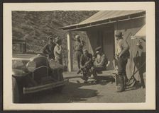 Group Portrait Outside Building, 1907-1943. Creator: Louis Fleckenstein