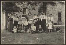 Group Portrait Outside Building, 1907-1943. Creator: Louis Fleckenstein