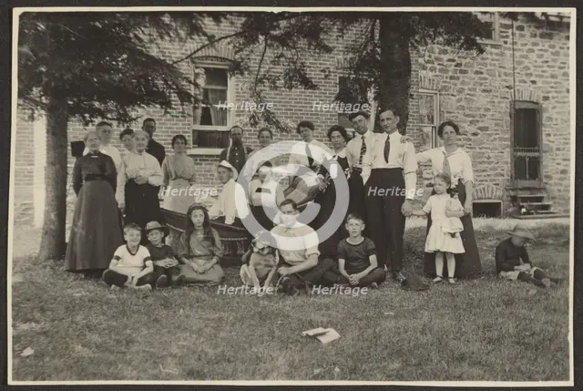 Group Portrait Outside Building, 1907-1943. Creator: Louis Fleckenstein.