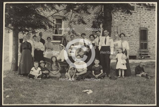Group Portrait Outside Building, 1907-1943. Creator: Louis Fleckenstein.