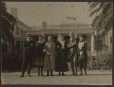 Group Portrait Outside Building, 1907-1943. Creator: Louis Fleckenstein