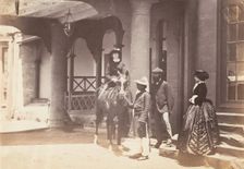 Group Portrait: (L to R) Lady Canning, Major Jones and Lady Campbell, Barnes Court, Simla, 1860. Creator: Unknown