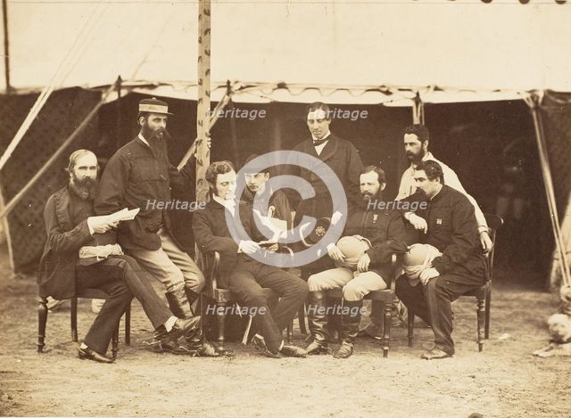 Group Portrait: (L-R)Col.Yule P.W.D., Major Jones A.D.C., Mr. Walters, Captain Stanley..., 1858-61. Creator: Unknown.