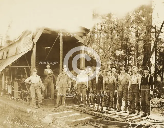 Group portrait: Loggers, about 1910-1930. Creator: Darius Kinsey.