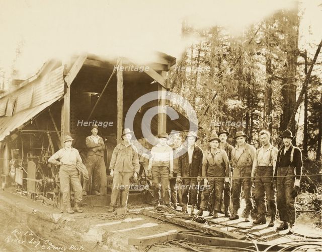 Group portrait: Loggers, about 1910-1930. Creator: Darius Kinsey.