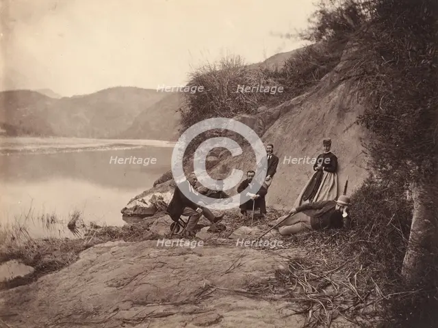 [Group Portrait near Fangguangyan Monastery, Fujian], ca. 1869. Creator: Afong Lai.