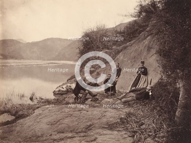 [Group Portrait near Fangguangyan Monastery, Fujian], ca. 1869. Creator: Afong Lai.