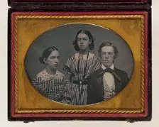 Group Portrait with Three Figures, between 1850 and 1860. Creator: Unknown
