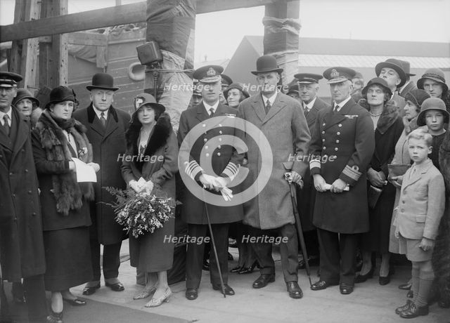 Group portrait with naval officers, c1935. Creator: Kirk & Sons of Cowes.