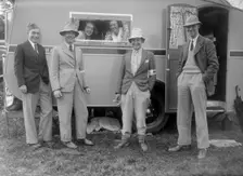 Group portrat at Shelsley Walsh, Worcestershire, during the Blackpool Rally, 1937. Artist: Bill Brunell