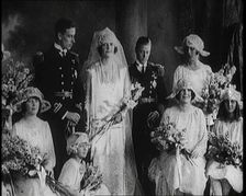 Group Posing for Wedding Photos at the Wedding of Louis Mountbatten, 1st Earl Mountbatten..., 1922. Creator: British Pathe Ltd