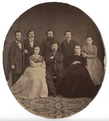 Group photo of Shchegolev brothers with their wives, 1860. Creator: Unknown