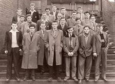 Group photo of staff bound for national service, York, Yorkshire, 1956