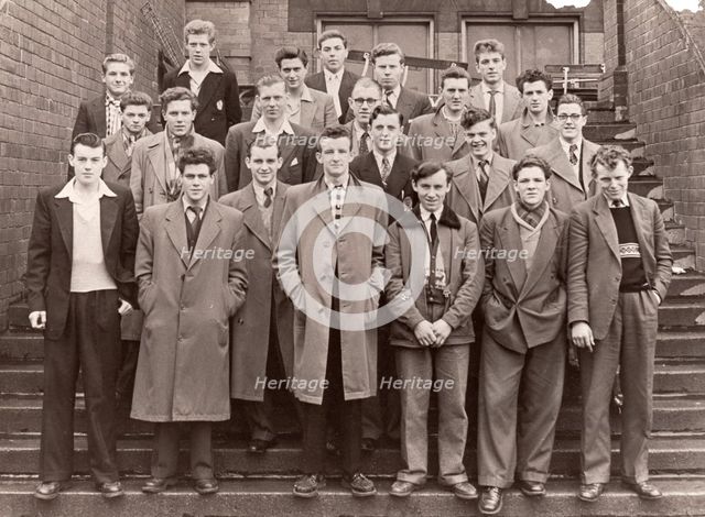 Group photo of staff bound for national service, York, Yorkshire, 1956. Artist: Unknown