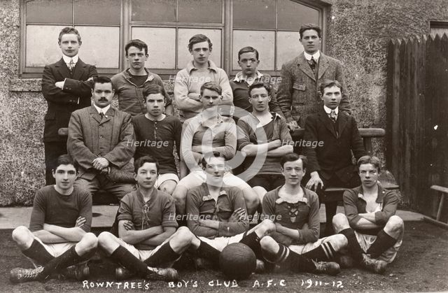 Group photo of Rowntree's Boys Club AFC, 1912. Artist: Unknown