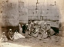Group photograph in the Hall of Columns, Karnak, Egypt, 1862. Creator: Francis Bedford