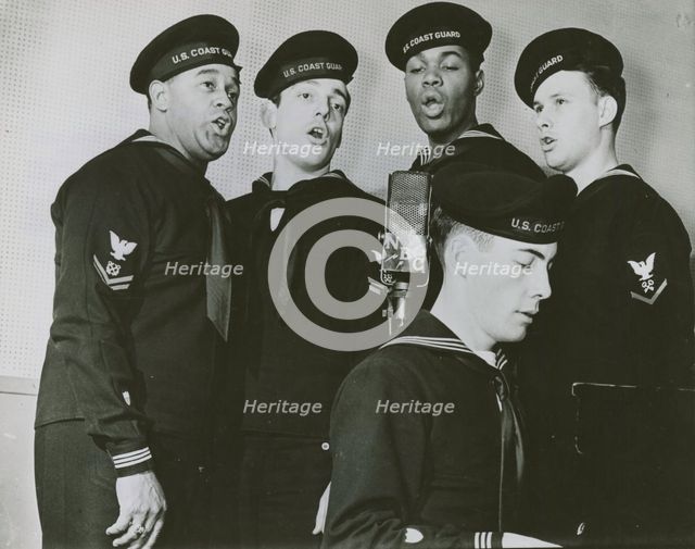 Group photograph of the U.S. Coast Guard Quartet members while singing, New York, N.Y., 1939 - 1945. Creator: Naval Photographic Center.