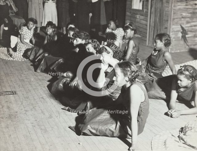 Group receiving instructions for "Cotton Pickin'" scene in "Jacob's Ladder", 1936. Creator: Unknown.