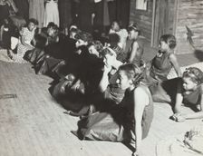 Group receiving instructions for "Cotton Pickin'" scene in "Jacob's Ladder", 1936. Creator: Unknown