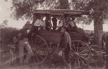 Group with Horse-Drawn Carriage, 1890s. Creator: Christian Barthelmess