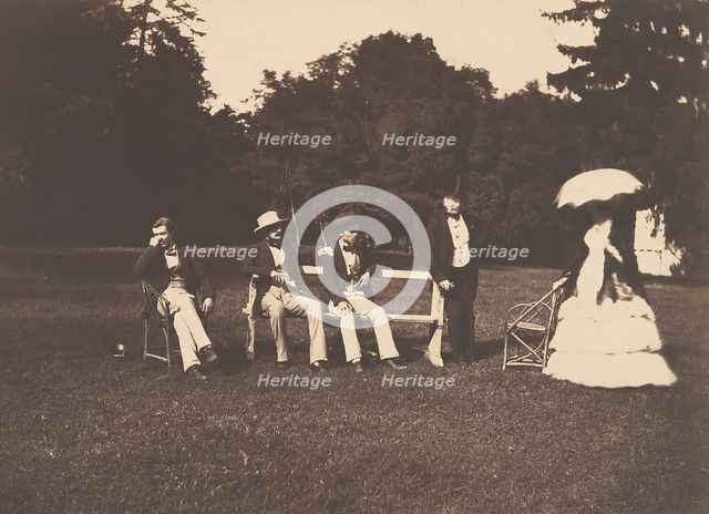 Groupe dans le parc du château de La Faloise, 1856. Creator: Edouard Baldus.