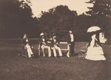 Groupe dans le parc du château de La Faloise, 1856. Creator: Edouard Baldus