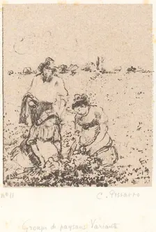 Groupe de paysans (Group of Peasants), c. 1899. Creator: Camille Pissarro