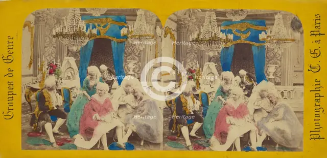 Groupes de Genre: people in costumes, 1860s. Creator: Charles Gerard.